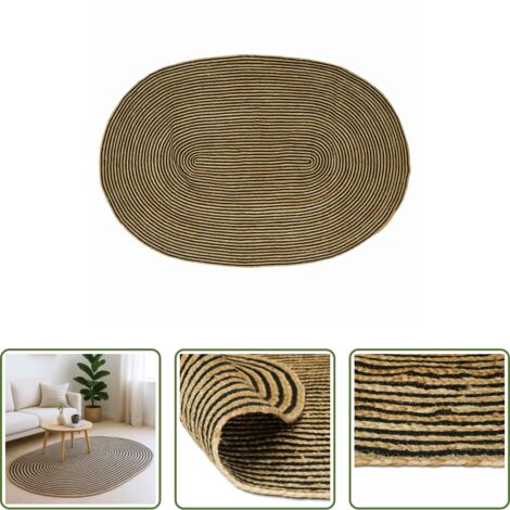 vidaXL Tappeto nero -  Tappeto Naturale e Nero 152 x 245 cm Juta