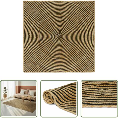vidaXL Tappeto nero -  Tappeto Naturale e Nero 160 x 160 cm Juta