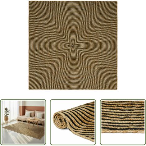 vidaXL Tappeto nero -  Tappeto Naturale e Nero 240 x 240 cm Juta