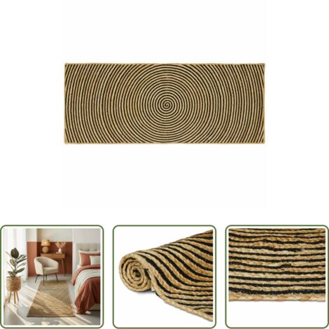 vidaXL Tappeto nero -  Tappeto Naturale e Nero 80 x 200 cm Juta
