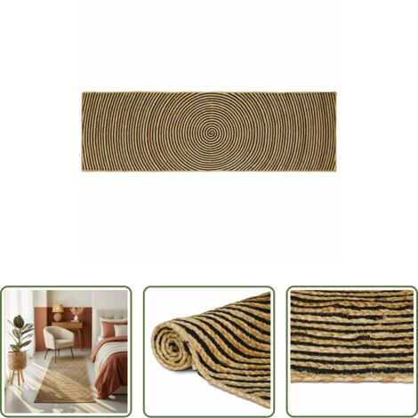 vidaXL Tappeto nero -  Tappeto Naturale e Nero 80 x 250 cm Juta