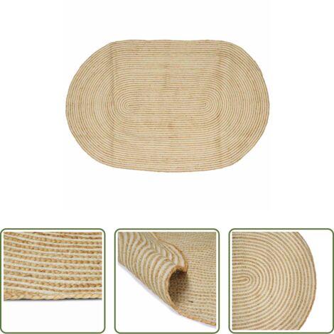 vidaXL Tappeto ovale -  Tappeto Naturale e Bianco 152 x 245 cm Juta