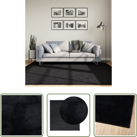 vidaXL Tappeto per casa -  Tappeto OVIEDO a Pelo Corto Nero 200x200 cm