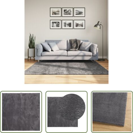 vidaXL Tappeto per casa -  Tappeto Pelo Corto HUARTE Morbido Lavabile Antracite 160x160 cm