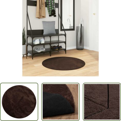vidaXL Tappeto per soggiorno -  Tappeti per area Rotondo HUARTE Marrone Ø 80 CM Poliestere