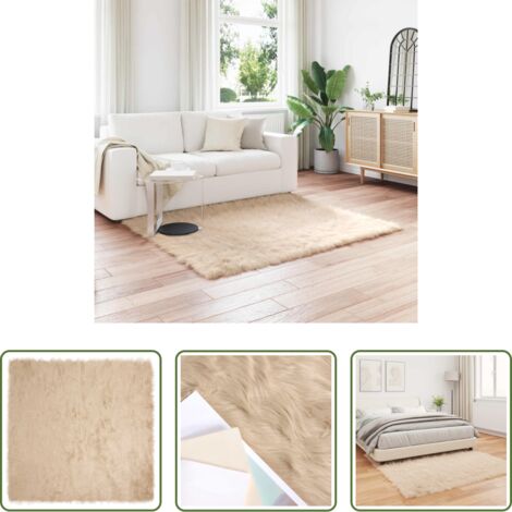 vidaXL Tappeto per soggiorno -  Tappeto Pecora Tafalla Beige 160 x 160 cm Poliestere