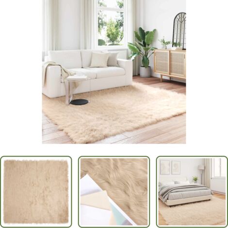 vidaXL Tappeto per soggiorno -  Tappeto Pecora Tafalla Beige 240 x 240 cm Poliestere