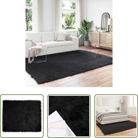 vidaXL Tappeto per soggiorno - Tappeto Pecora Tafalla Nero 200 x 280 cm Poliestere