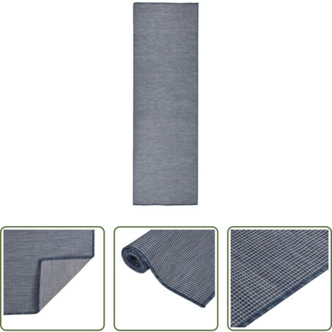 vidaXL Tappeto resistente ai raggi UV -  Tappeto da Esterni a Tessitura Piatta 80x250 cm Blu