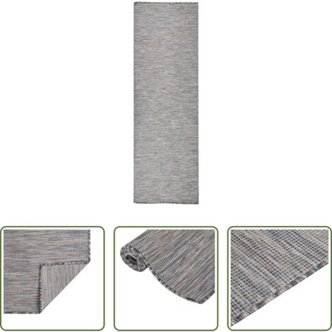 vidaXL Tappeto resistente ai raggi UV -  Tappeto da Esterni a Tessitura Piatta 80x250 cm Marrone e Blu