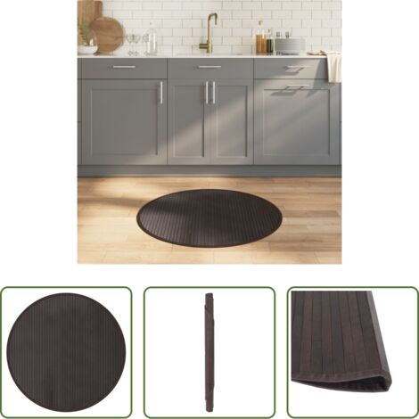 vidaXL Tappeto rotondo -  Tappeto Rotondo Marrone Scuro 80 cm in Bambù