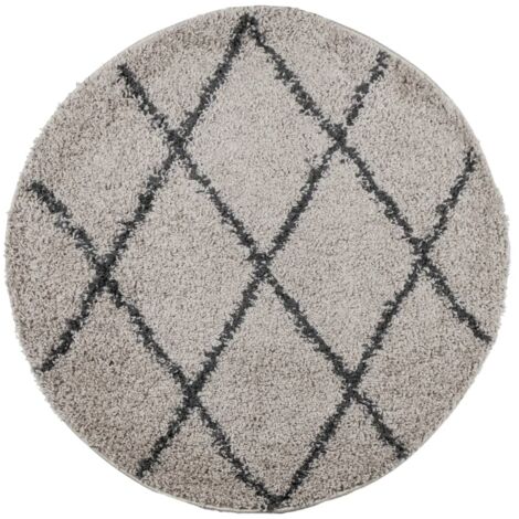 vidaXL Tappeto Shaggy PAMPLONA a Pelo Lungo Beige e Antracite Ø 80 cm