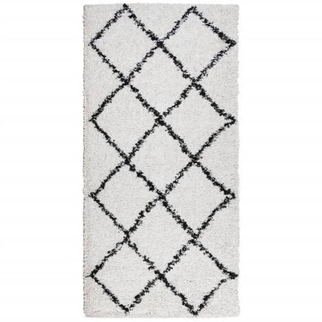 vidaXL Tappeto Shaggy PAMPLONA a Pelo Lungo Crema e Nero 100x200 cm