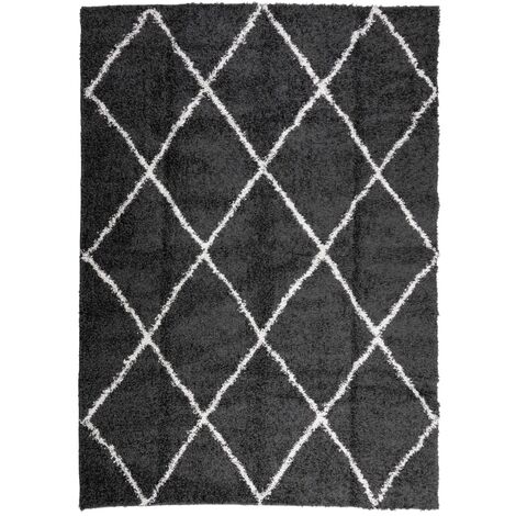 vidaXL Tappeto Shaggy PAMPLONA a Pelo Lungo Nero e Crema 200x280 cm
