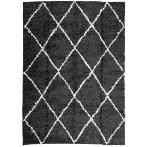 vidaXL Tappeto Shaggy PAMPLONA a Pelo Lungo Nero e Crema 240x340 cm