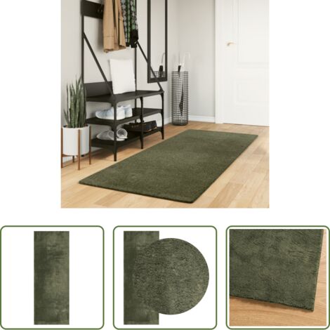 vidaXL Tappeto verde foresta -  Tappeto Pelo Corto HUARTE Morbido Lavabile Verde Bosco 80x200cm