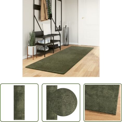 vidaXL Tappeto verde foresta -  Tappeto Pelo Corto HUARTE Morbido Lavabile Verde Bosco 80x250cm