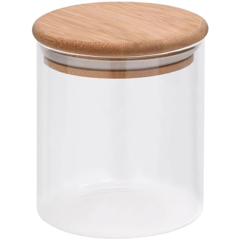 

vidaXL Tarros de almacenaje con tapa de bambú 6 unidades 600 ml - Transparente