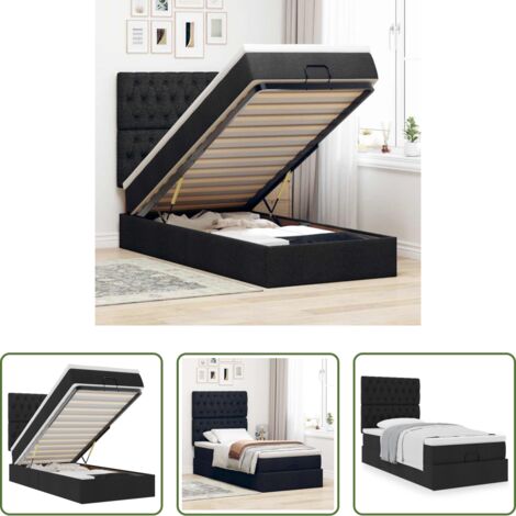 vidaXL Taschenfederkern -  Ottoman-Bett mit Matratze Schwarz 100x200 cm Stoff