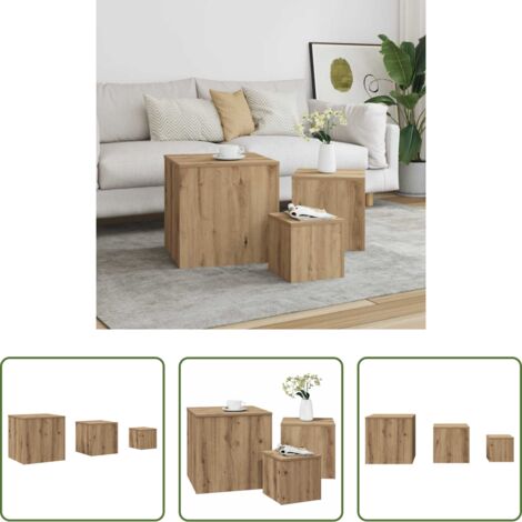 vidaXL Tavoli antichi - Tavolini 3 pz Legno Antico in Legno Multistrato