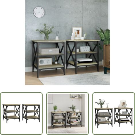 vidaXL Tavoli in acciaio -  Tavolini 2 pz Rovere Sonoma 40x42x50 cm in Legno Multistrato