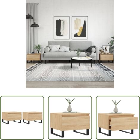 vidaXL Tavoli in legno multistrato - Tavolini Salotto 2pz Rovere Sonoma 50x46x35cm Legno Multistrato