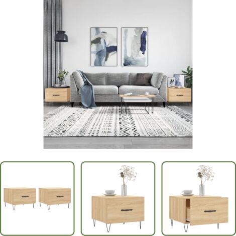 vidaXL Tavoli in legno multistrato -  Tavolini Salotto 2pz Rovere Sonoma 50x50x40cm Legno Multistrato