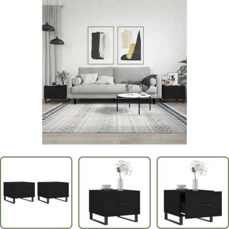 vidaXL Tavoli in legno -  Tavolini da Salotto 2 pz Neri 50x50x40 cm in Legno Multistrato
