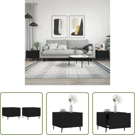 vidaXL Tavoli in legno -  Tavolini da Salotto 2 pz Neri 50x50x40 cm in Legno Multistrato
