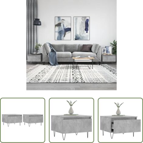 vidaXL Tavoli in legno -  Tavolini Salotto 2pz Grigio Cemento 50x46x35 Legno Multistrato