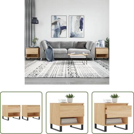 vidaXL Tavoli in legno -  Tavolini Salotto 2pz Rovere Sonoma 50x46x50cm Legno Multistrato