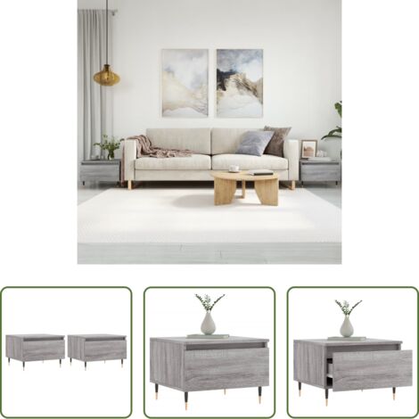 vidaXL Tavoli in metallo -  Tavolini Salotto 2pz Grigio Sonoma 50x46x35cm Legno Multistrato