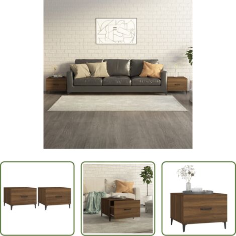 vidaXL Tavoli in metallo -  Tavolini Salotto Gambe in Metallo 2pz Rovere Marrone 50x50x40cm