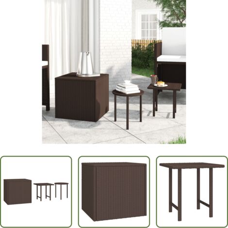 vidaXL Tavoli in rattan -  Tavolini da Giardino 3 pz Marroni in Polyrattan