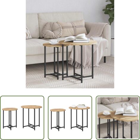 vidaXL Tavoli loft -  Set tavolini 2 pcs Rovere Artigianale e Nero