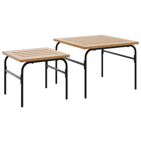 vidaXL Tavolini da Giardino Impilabili 2pz Marrone e Nero in Acciaio