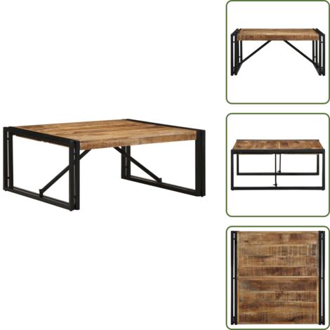- vidaXL Tavolino 80x80x35 cm in Legno Massello di Mango Grezzo -