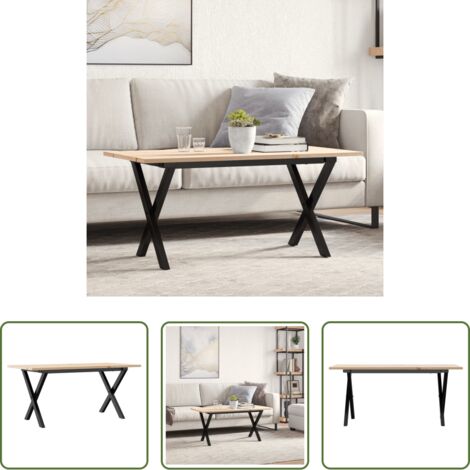 vidaXL Tavolino a X -  Tavolino Salotto Telaio a X 100x50x45 cm Legno Pino e Acciaio
