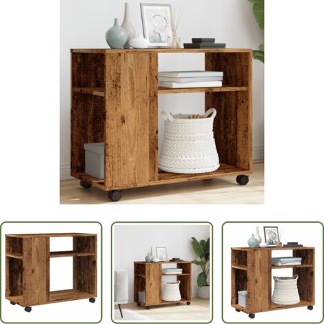 vidaXL Tavolino antico -  Tavolino con Ruote Legno Antico 70x35x60cm in Truciolato