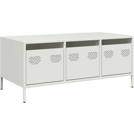 vidaXL Tavolino Bianco 101,5x50x43,5 cm in Acciaio Laminato a