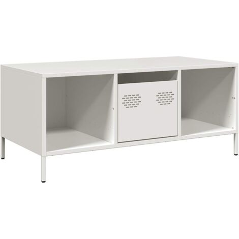 vidaXL Tavolino Bianco 101,5x50x43,5 cm in Acciaio Laminato a Freddo