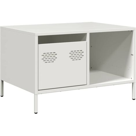 vidaXL Tavolino Bianco 68,5x50x43,5 cm in Acciaio Laminato a Freddo