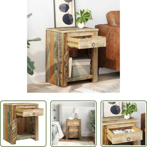 vidaXL Tavolino con anta -  Tavolino Laterale con 1 Cassetto e 1 Anta in Legno di Recupero