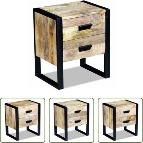 vidaXL Tavolino con cassetti -  Tavolino con 2 Cassetti in Legno Massello di Mango 43x33x51 cm
