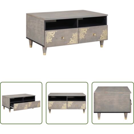 vidaXL Tavolino con cassetto -  Tavolino da salotto con cassetto Grigio 80 x 54 x 40 cm