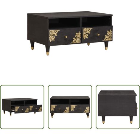 vidaXL Tavolino con cassetto -  Tavolino da salotto con cassetto Nero 80 x 54 x 40 cm