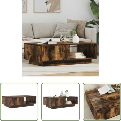 vidaXL Tavolino con cassetto -  Tavolino da salotto con cassetto Rovere fumé 95 x 55 x 31 cm