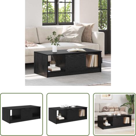 vidaXL Tavolino con cassetto -  Tavolino da salotto con cassetto Rovere Nero 102 x 50 x 36cm