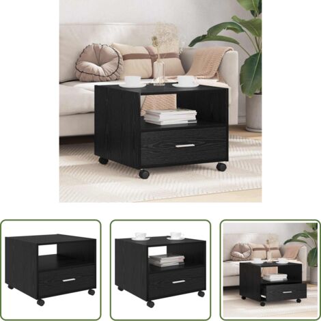 vidaXL Tavolino con cassetto -  Tavolino da salotto con cassetto Rovere Nero 55 x 55 x 45cm