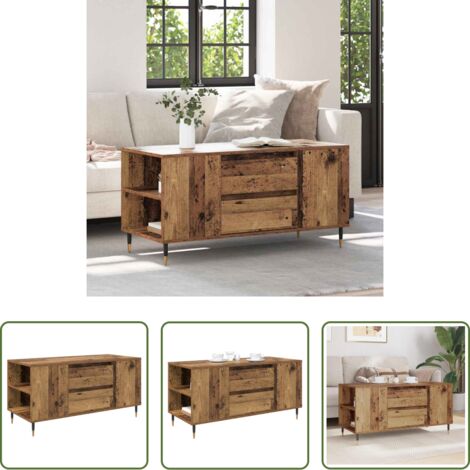 vidaXL Tavolino con cassetto -  Tavolino da salotto Legno vecchio 102 x 44,5 x 50 cm